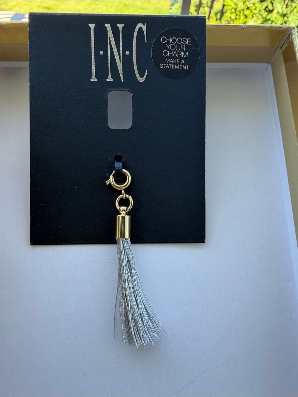 INC International Concepts Silver Tassel Charm with Gold Hardware